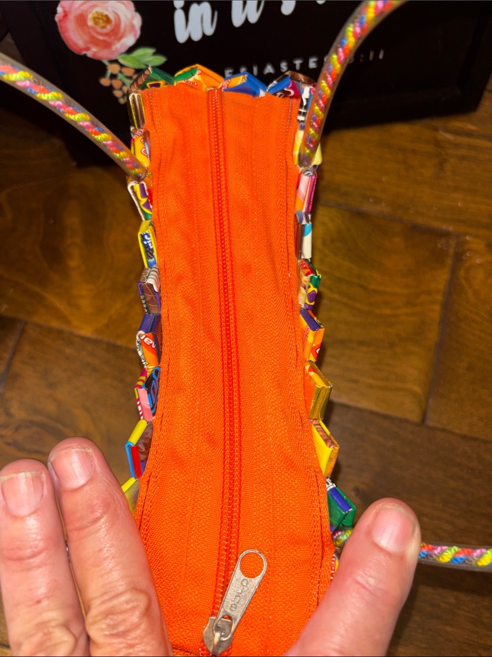 Vtg Handwoven Multicolor Recycled Snack Wrapper Hand Bag - Picture 13 of 14
